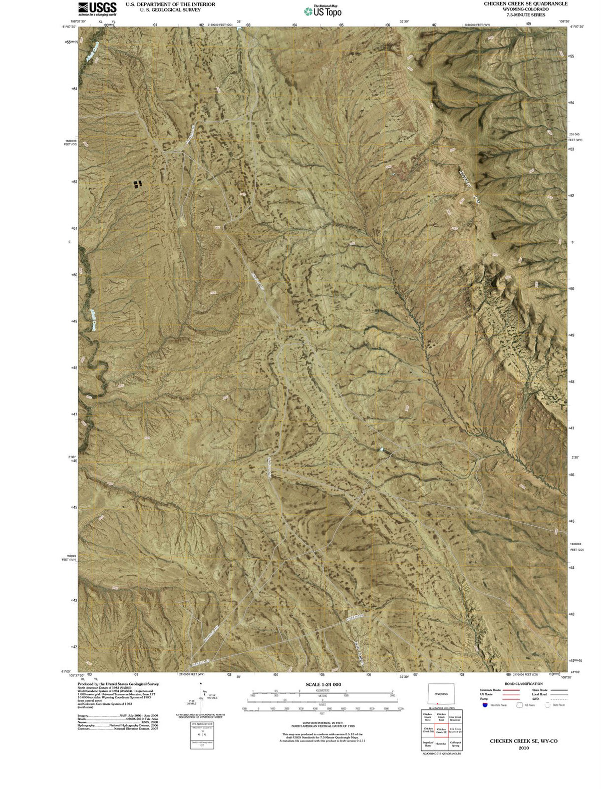 2010 Chicken Creek, WY - Wyoming - USGS Topographic Map