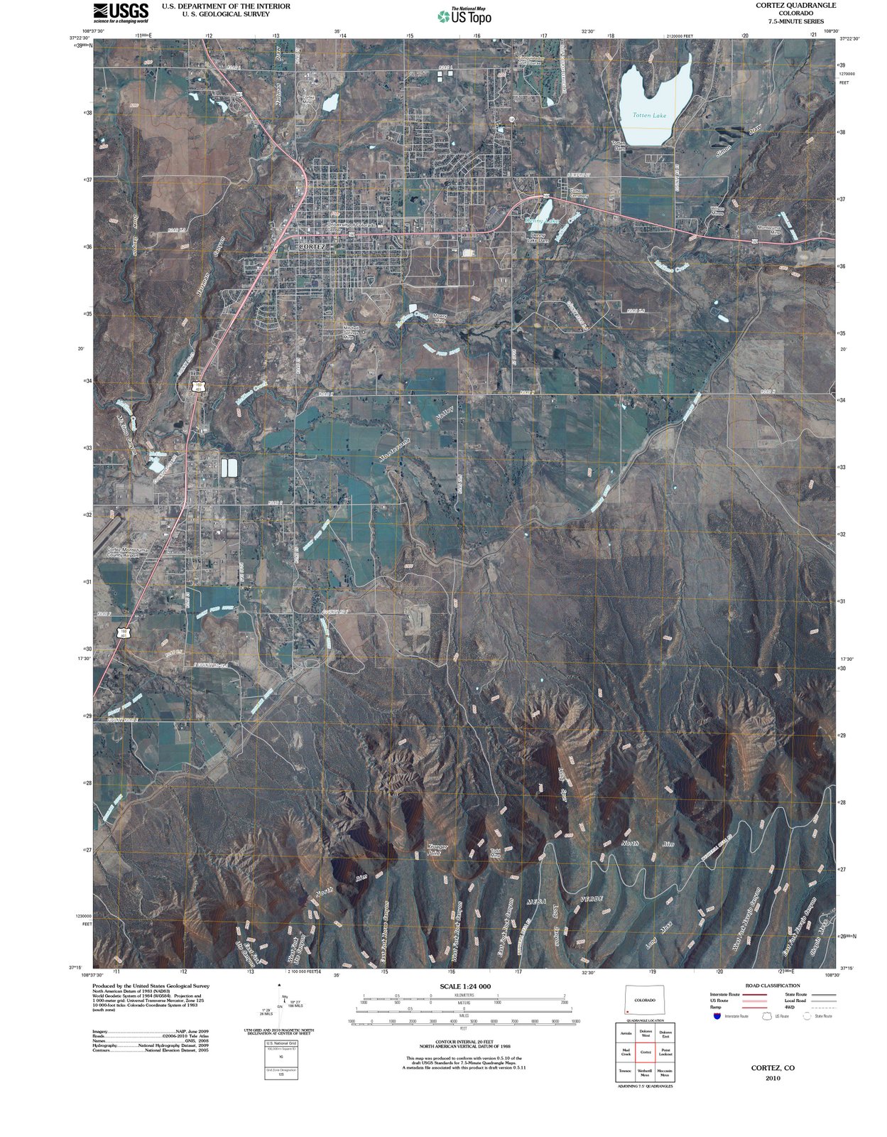 2010 Cortez, CO - Colorado - USGS Topographic Map