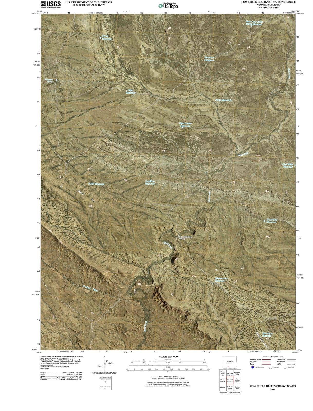 2010 Cow Creek Reservoir, WY - Wyoming - USGS Topographic Map