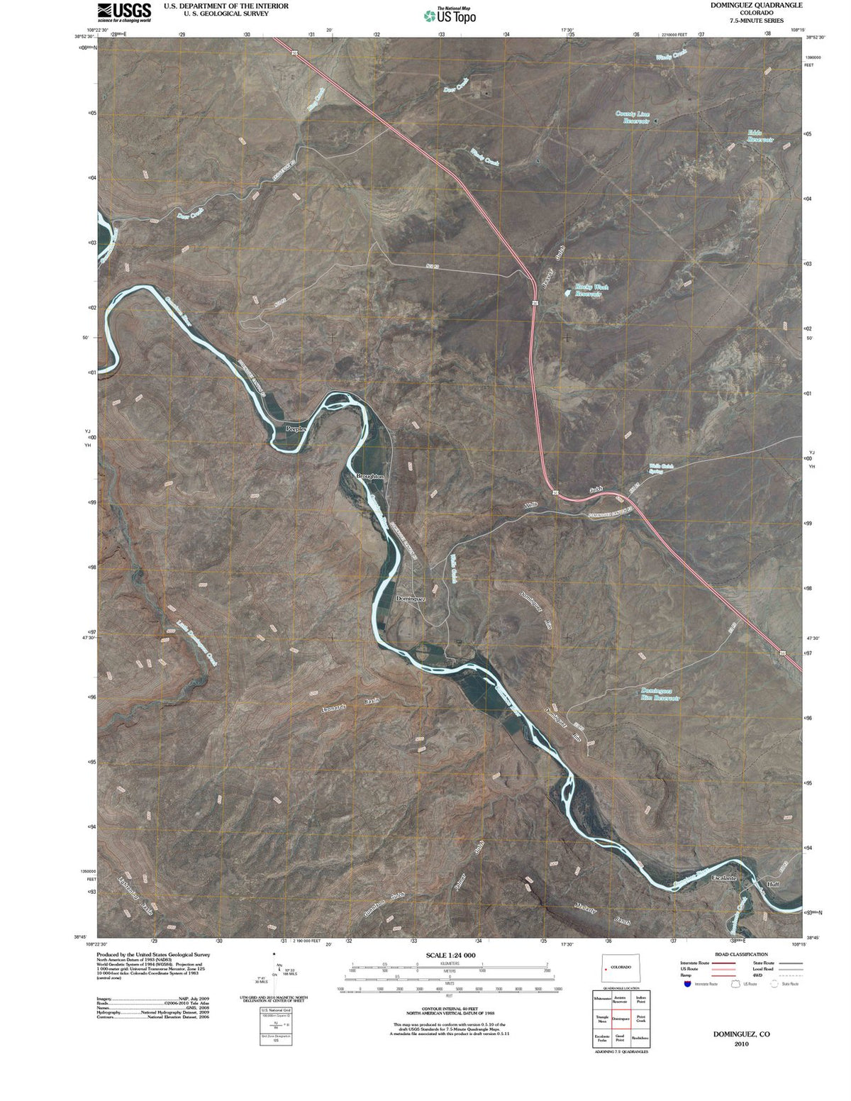 2010 Dominguez, CO - Colorado - USGS Topographic Map