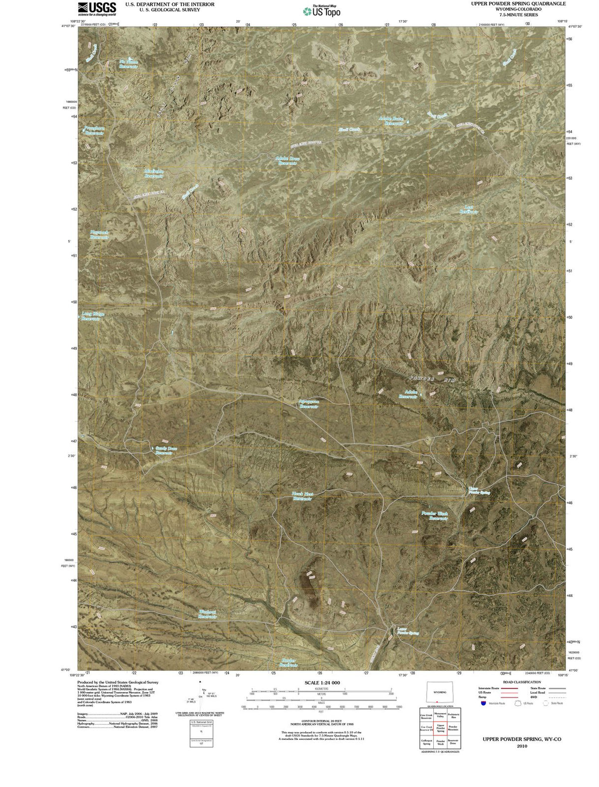 2010 Upper Powder Spring, WY - Wyoming - USGS Topographic Map