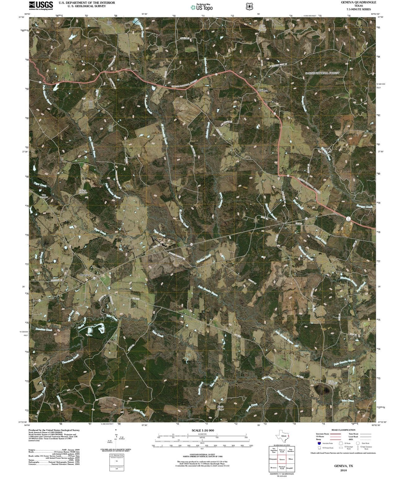 2010 Geneva, TX - Texas - USGS Topographic Map