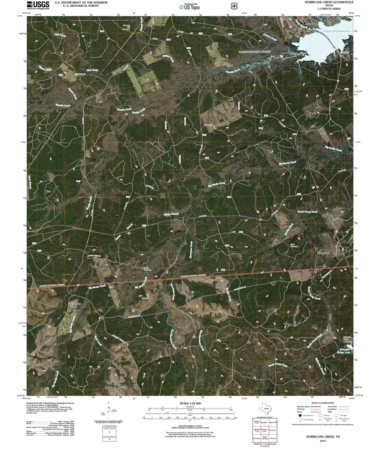 2010 Hurricane Creek, TX - Texas - USGS Topographic Map