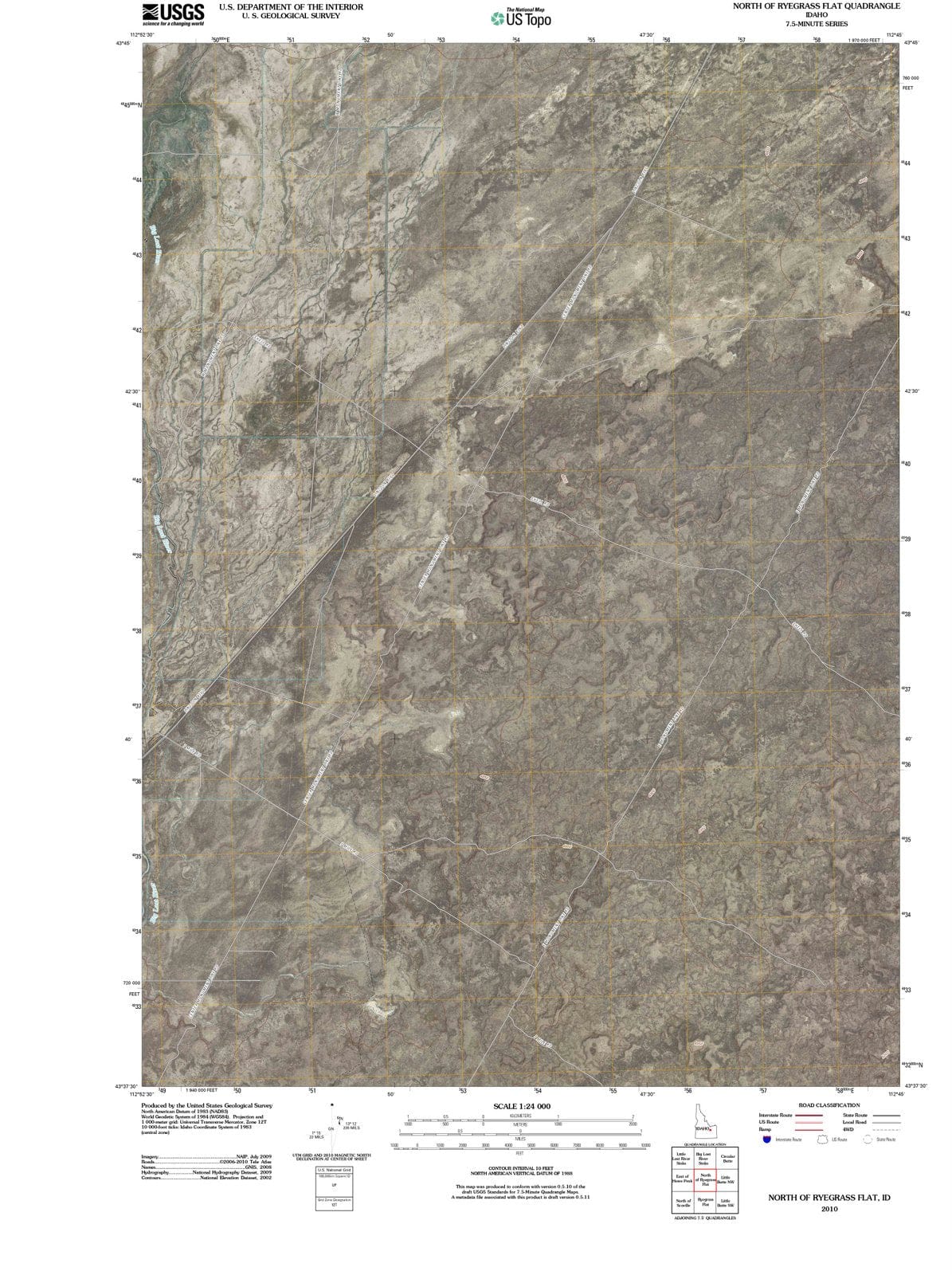 2010 North of Ryegrass Flat, ID - Idaho - USGS Topographic Map