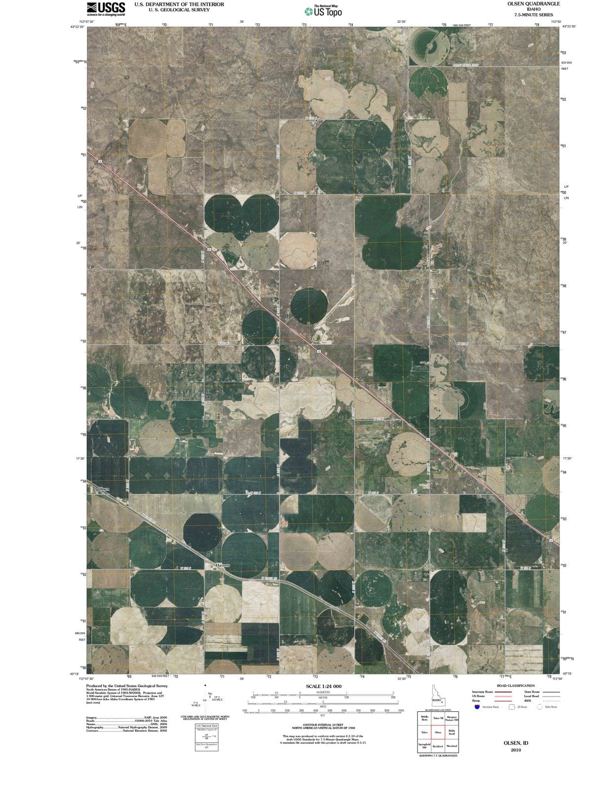 2010 Olsen, ID - Idaho - USGS Topographic Map