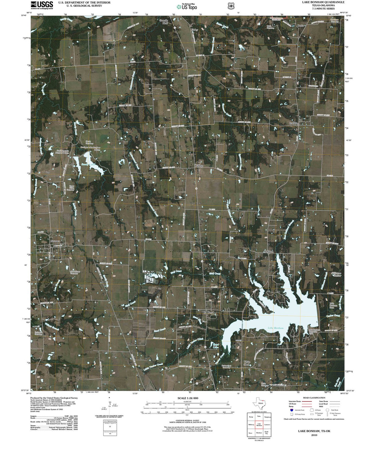 2010 Lake Bonham, TX - Texas - USGS Topographic Map
