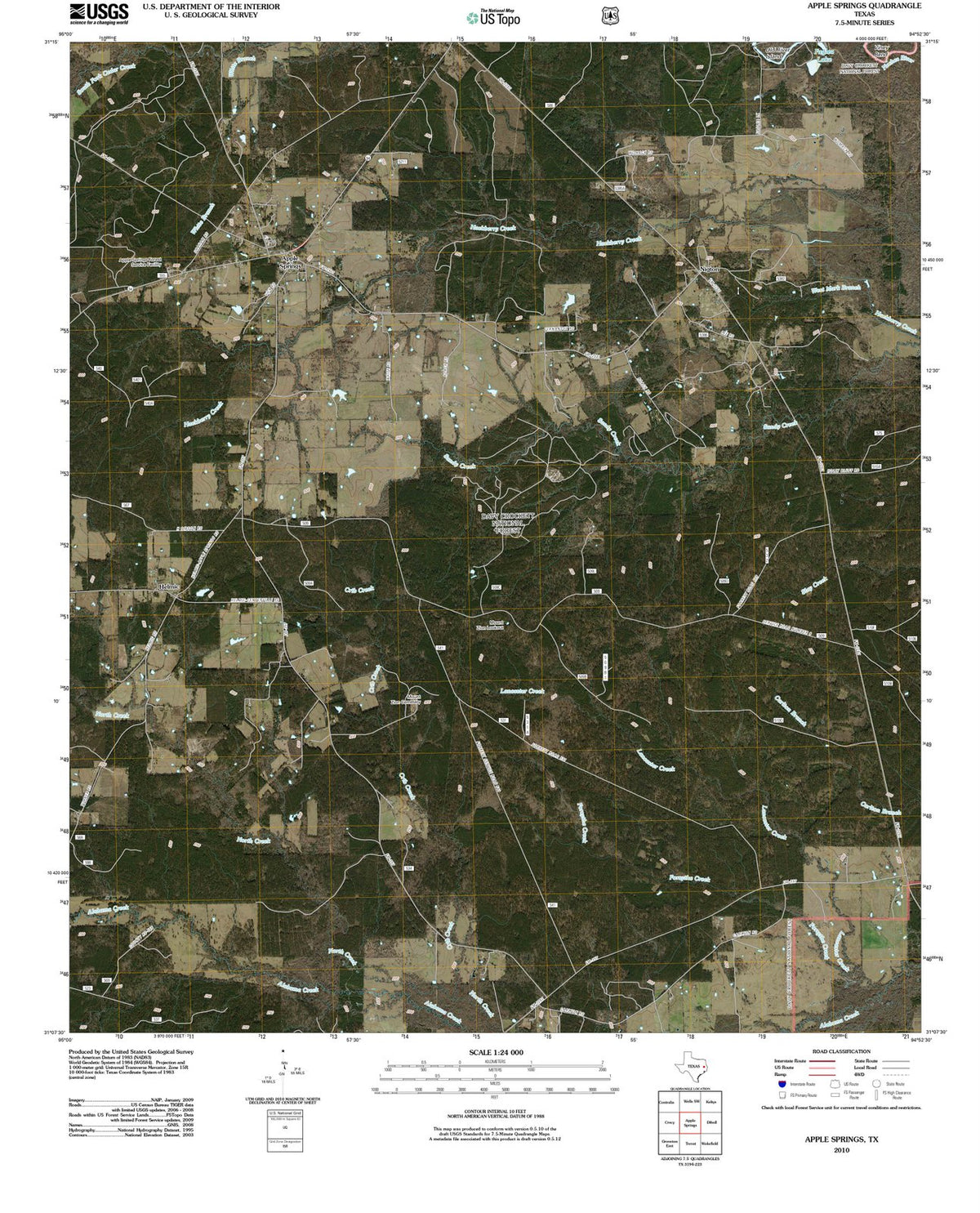 2010 Apple Springs, TX - Texas - USGS Topographic Map