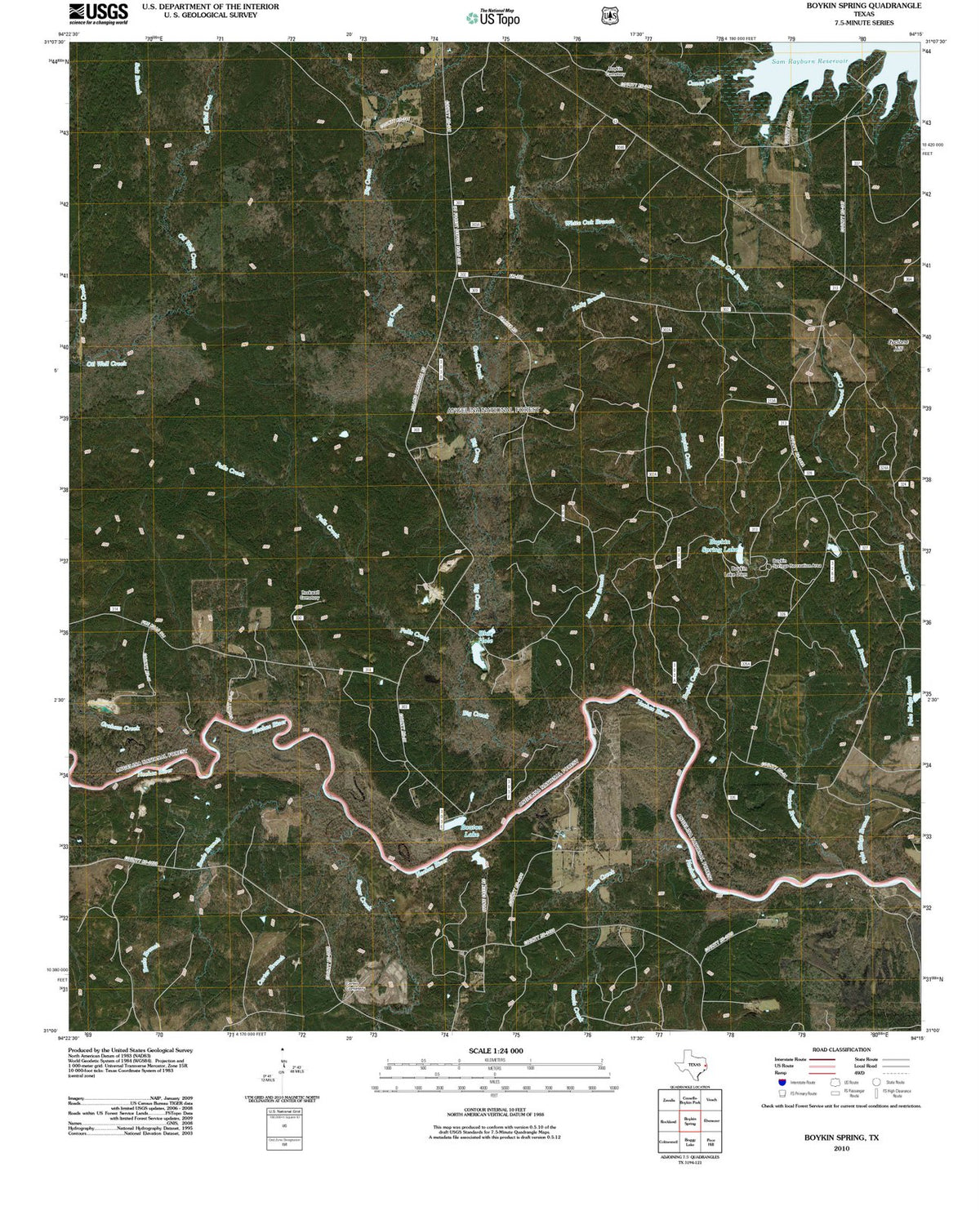 2010 Boykin Spring, TX - Texas - USGS Topographic Map