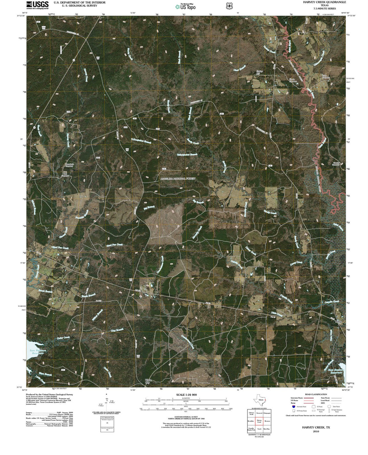 2010 Harvey Creek, TX - Texas - USGS Topographic Map