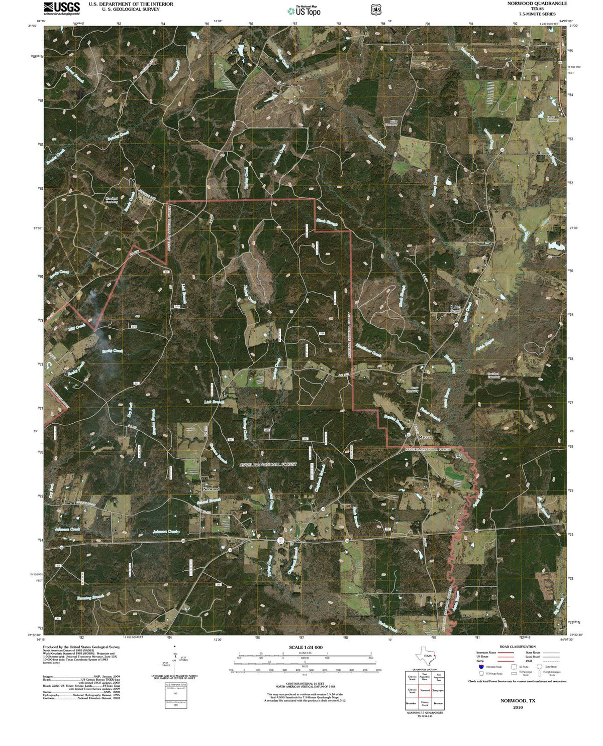 2010 Norwood, TX - Texas - USGS Topographic Map