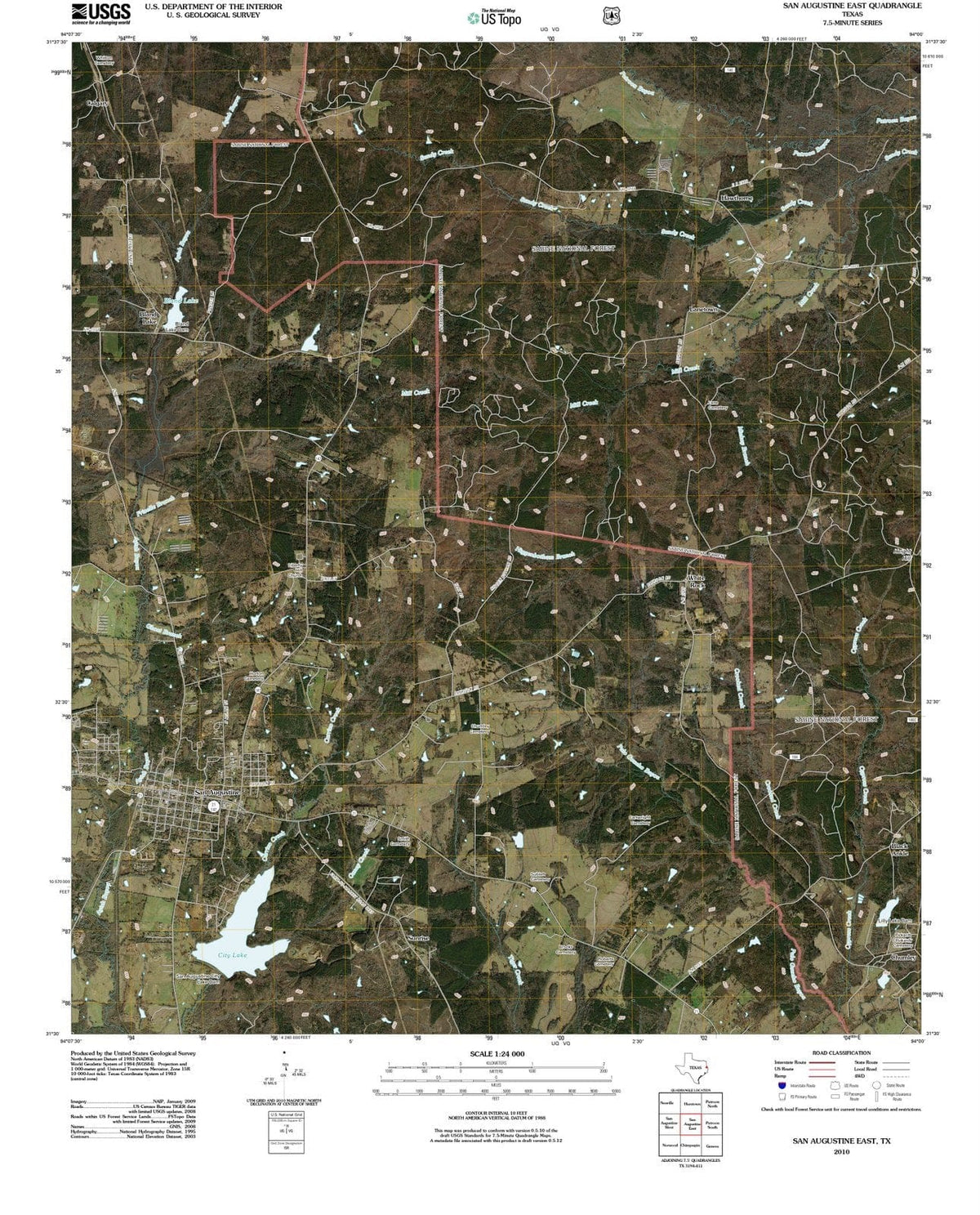 2010 San Augustine East, TX - Texas - USGS Topographic Map