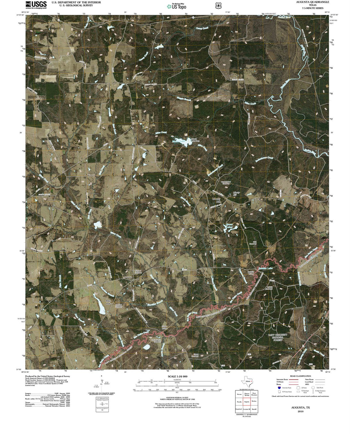 2010 Augusta, TX - Texas - USGS Topographic Map