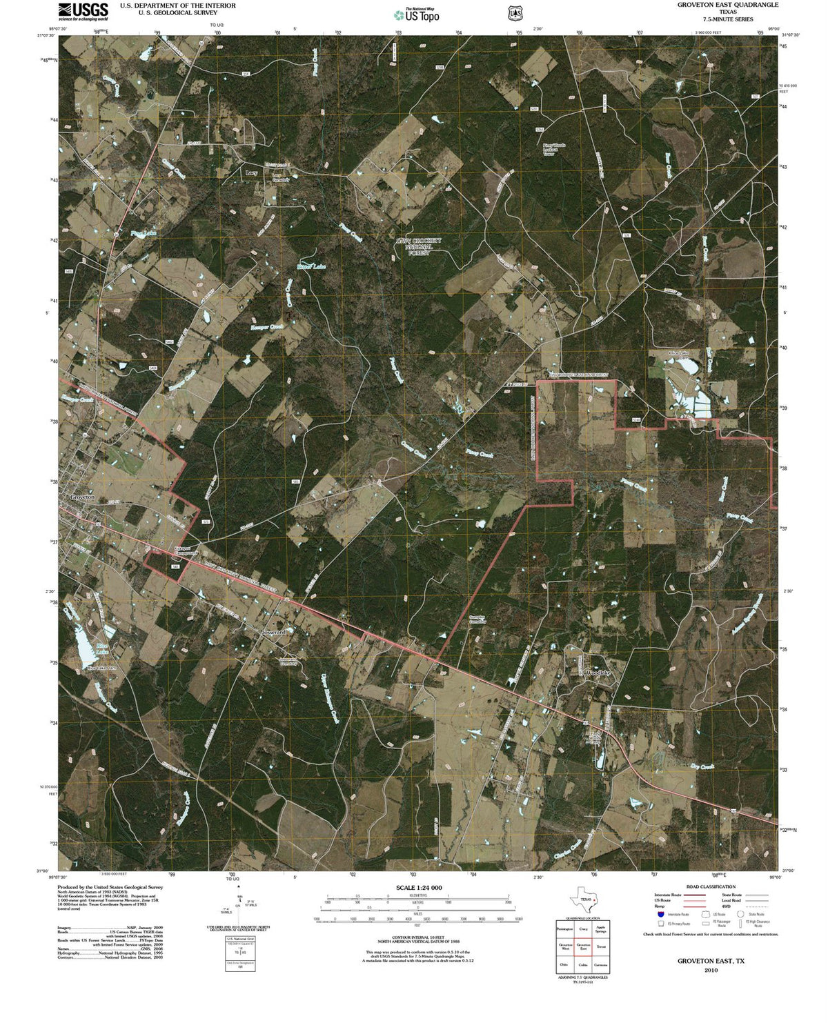 2010 Groveton East, TX - Texas - USGS Topographic Map