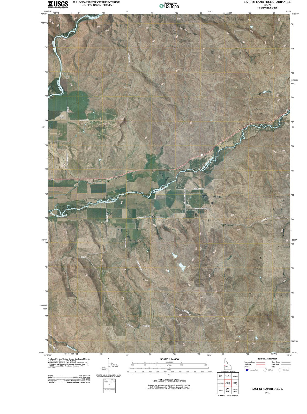 2010 East of Cambridge, ID - Idaho - USGS Topographic Map