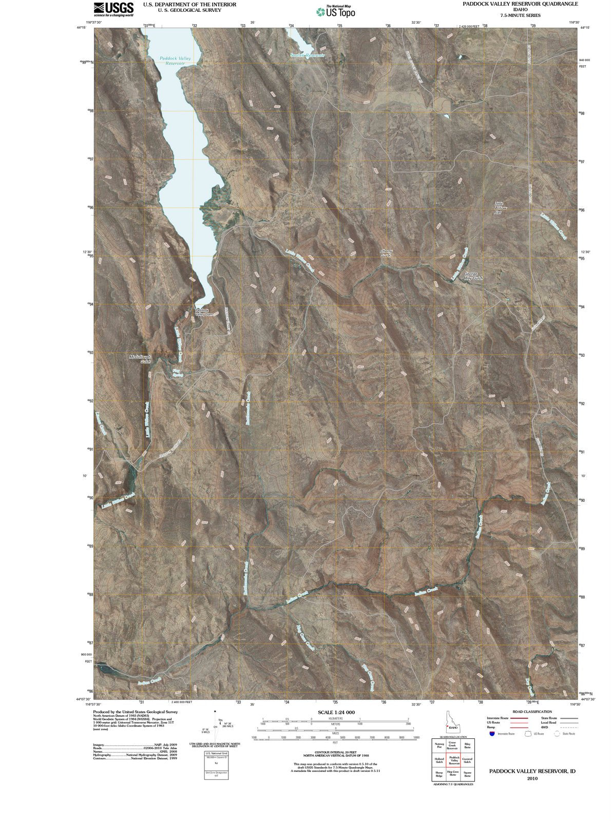 2010 Paddock Valley Reservoir, ID - Idaho - USGS Topographic Map