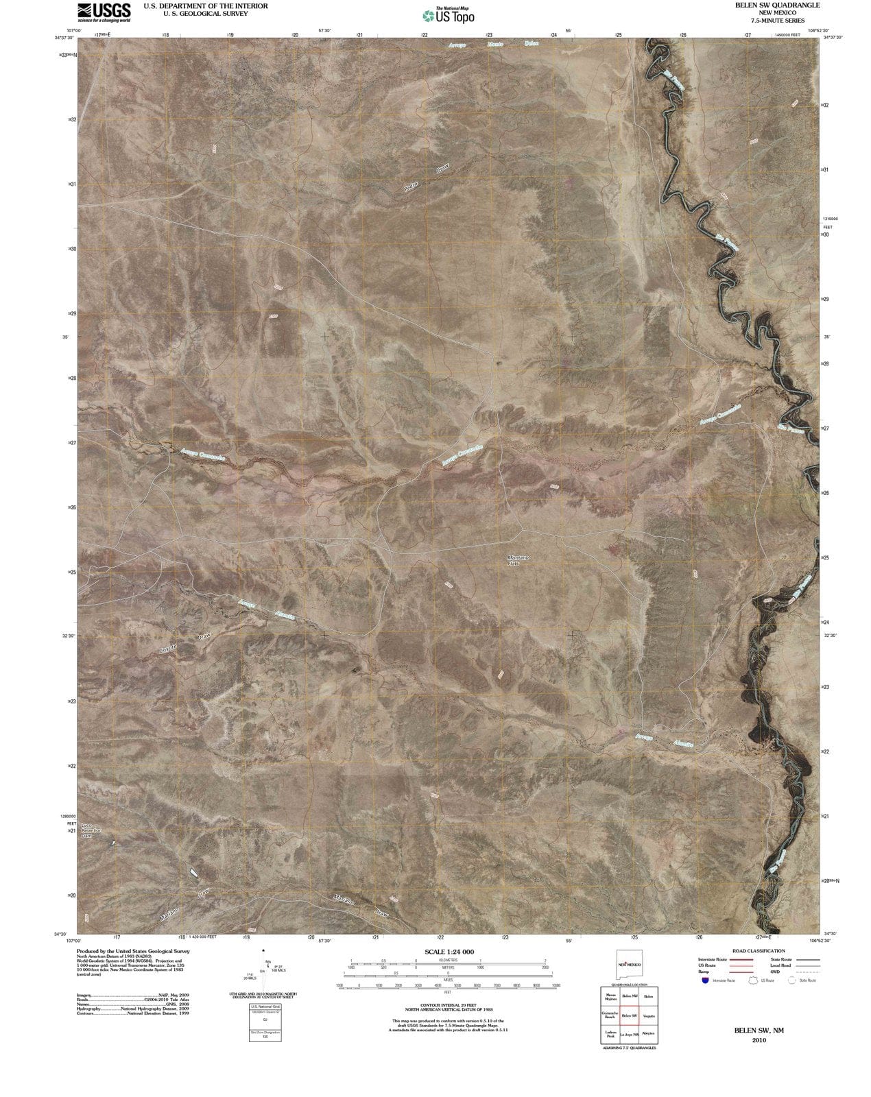 2010 Belen, NM - New Mexico - USGS Topographic Map v3