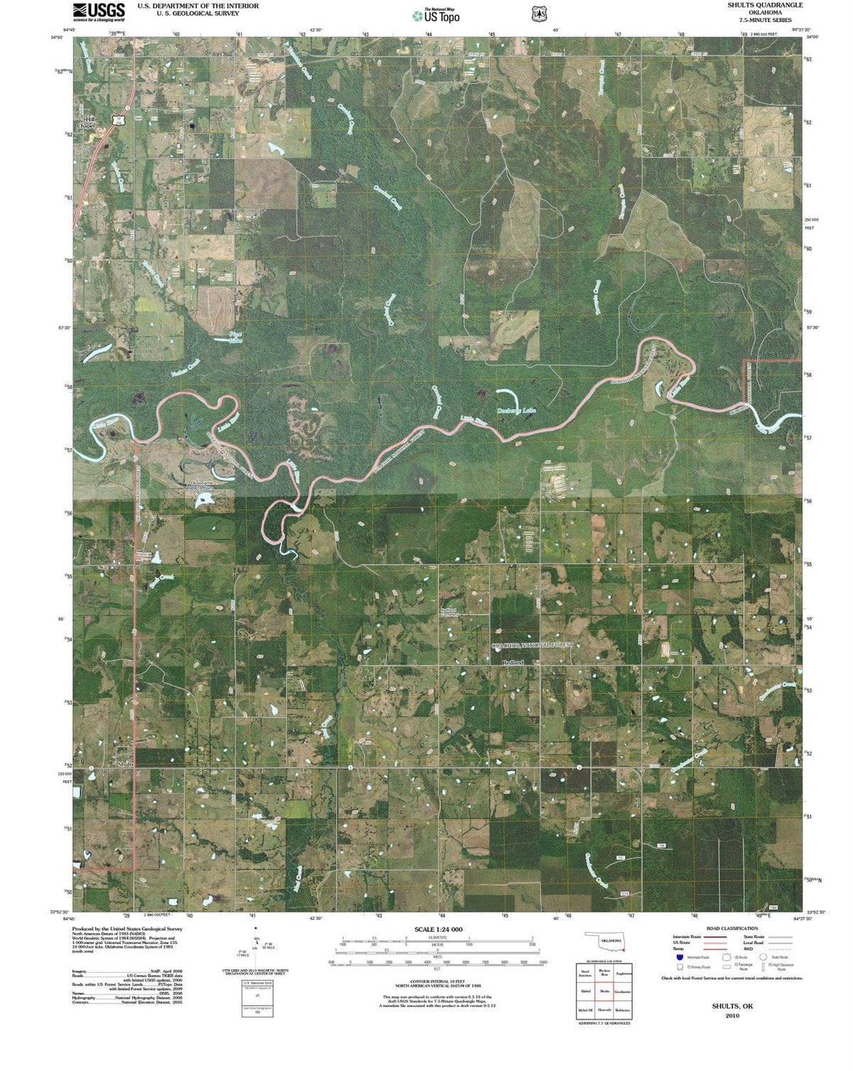 2010 Shults, OK - Oklahoma - USGS Topographic Map
