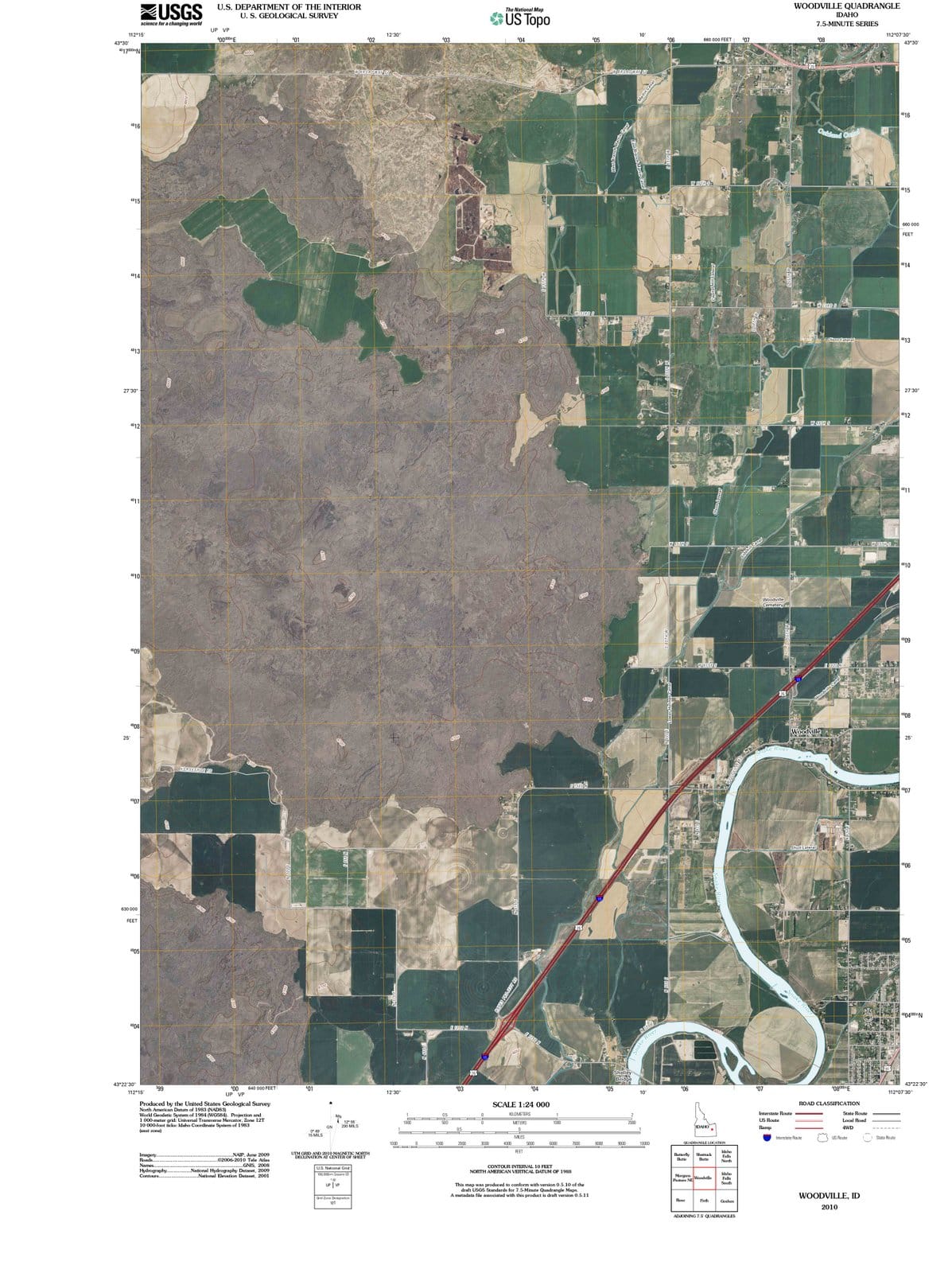 2010 Woodville, ID - Idaho - USGS Topographic Map