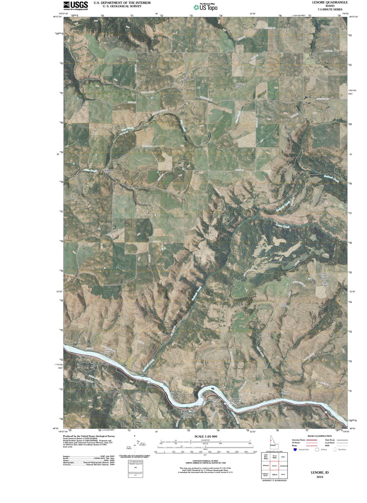 2010 Lenore, ID - Idaho - USGS Topographic Map