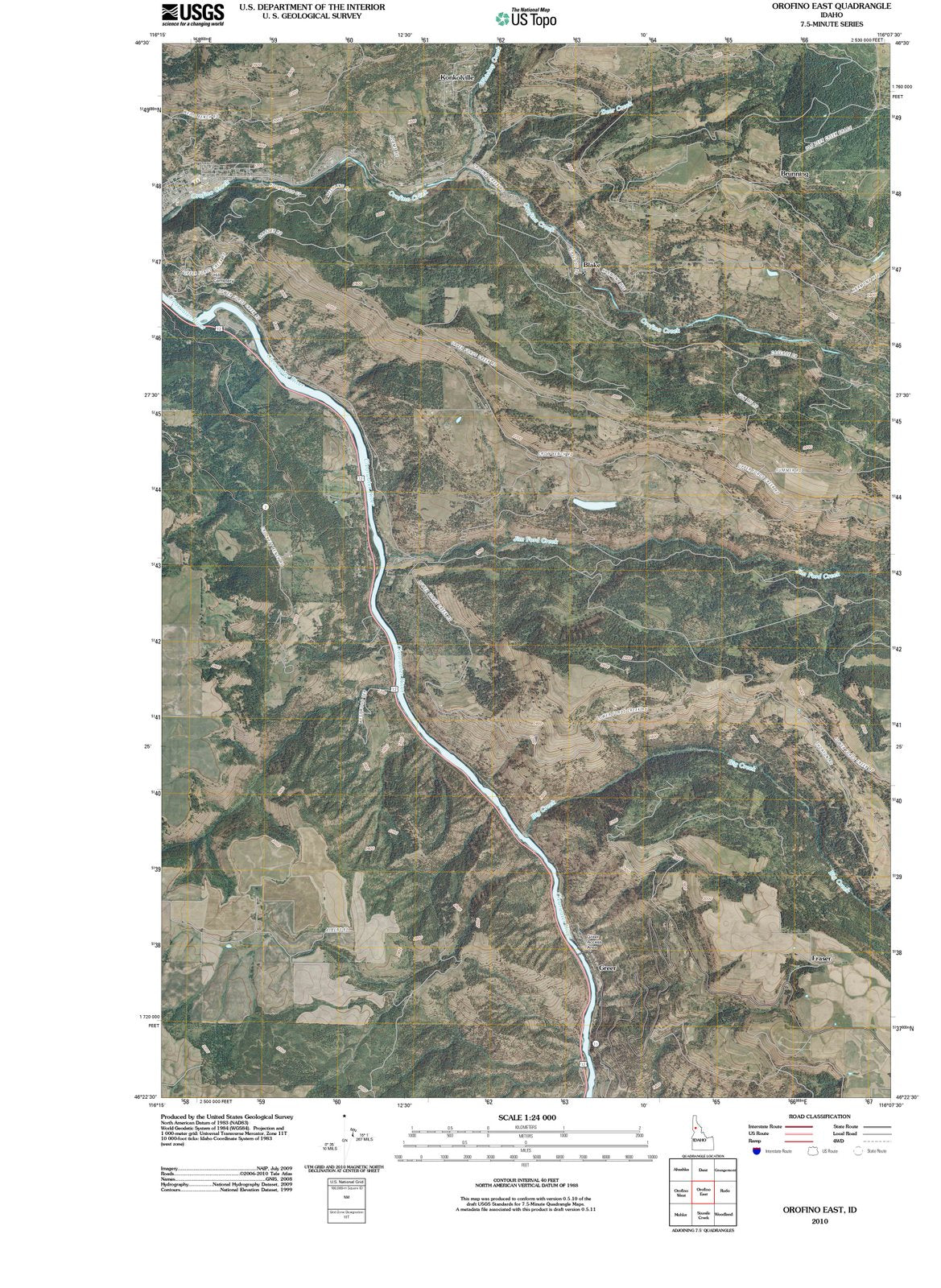 2010 Orofino East, ID - Idaho - USGS Topographic Map