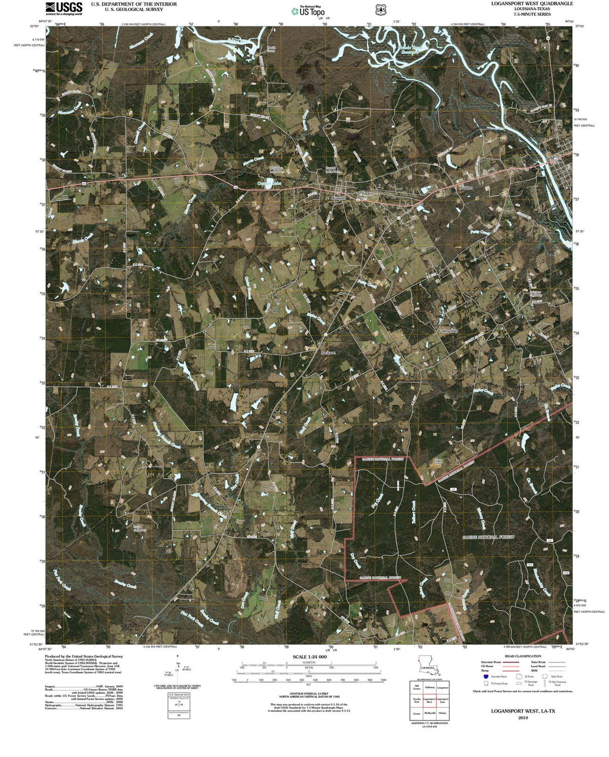 2010 Logansport West, LA - Louisiana - USGS Topographic Map