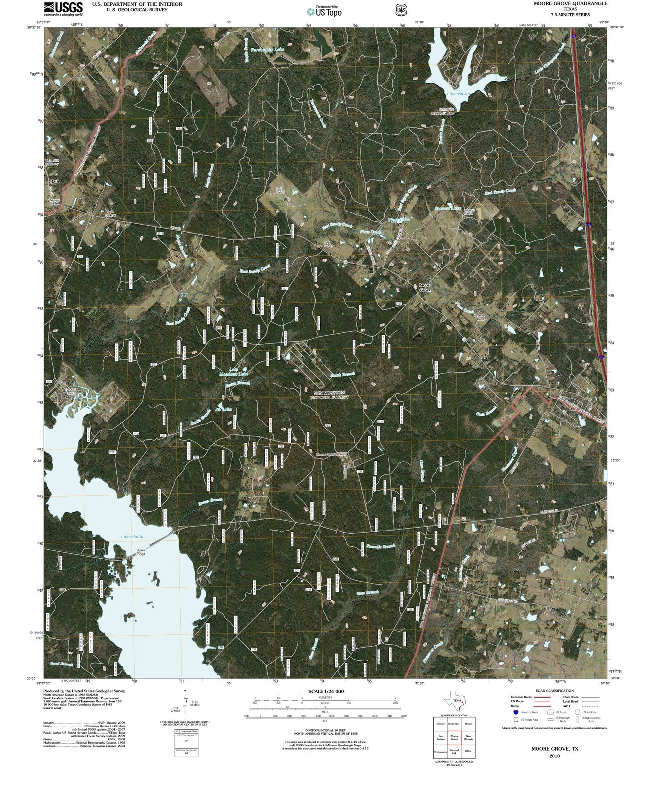 2010 Moore Grove, TX - Texas - USGS Topographic Map