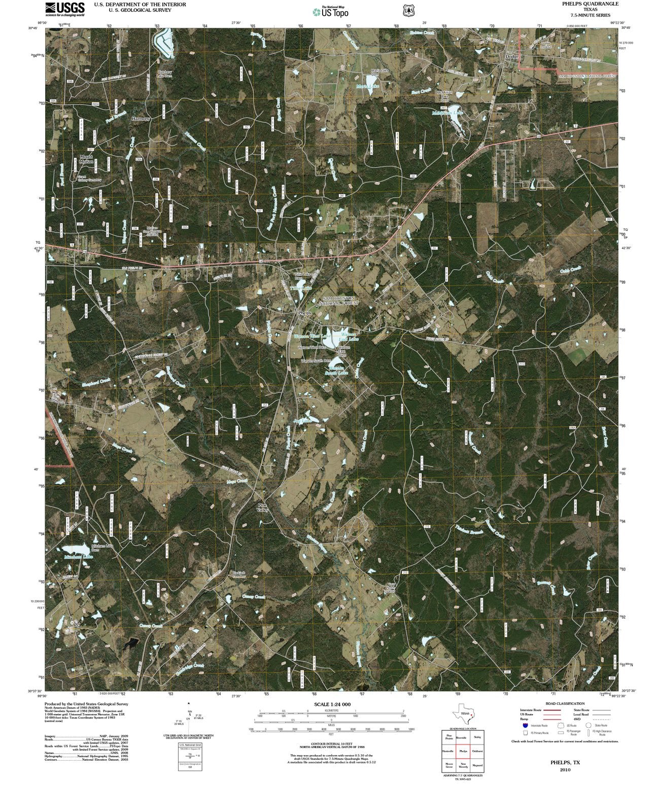 2010 Phelps, TX - Texas - USGS Topographic Map