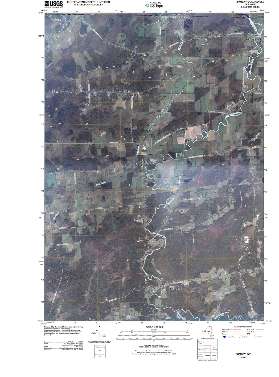 2010 Bombay, NY - New York - USGS Topographic Map