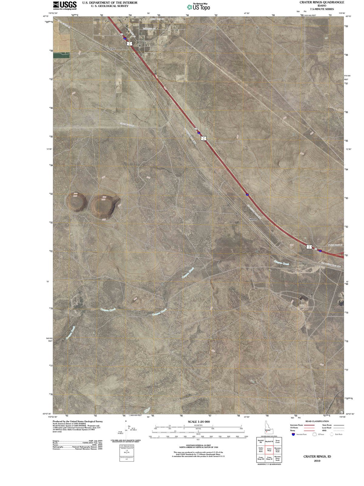 2010 Crater Rings, ID - Idaho - USGS Topographic Map v3