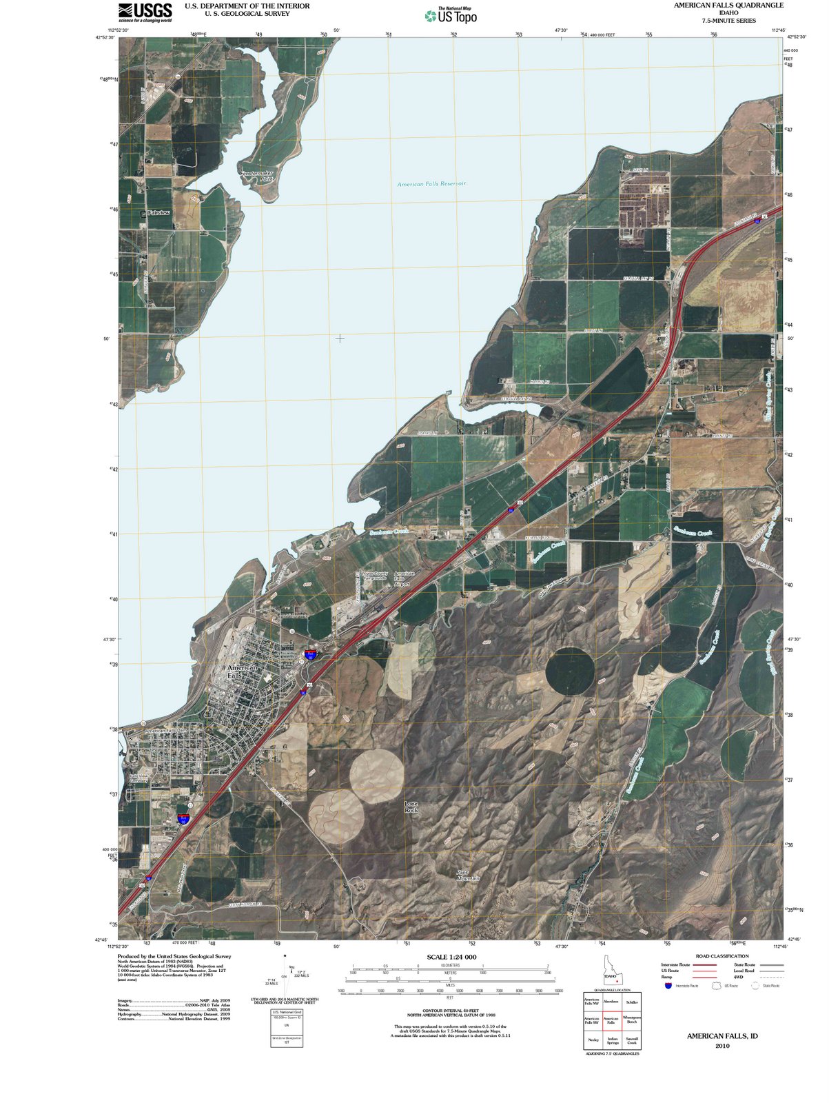 2010 American Falls, ID - Idaho - USGS Topographic Map
