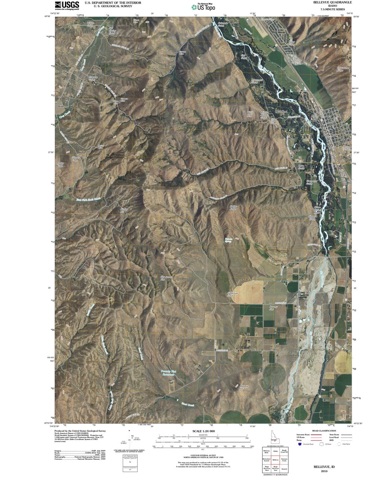 2010 Bellevue, ID - Idaho - USGS Topographic Map