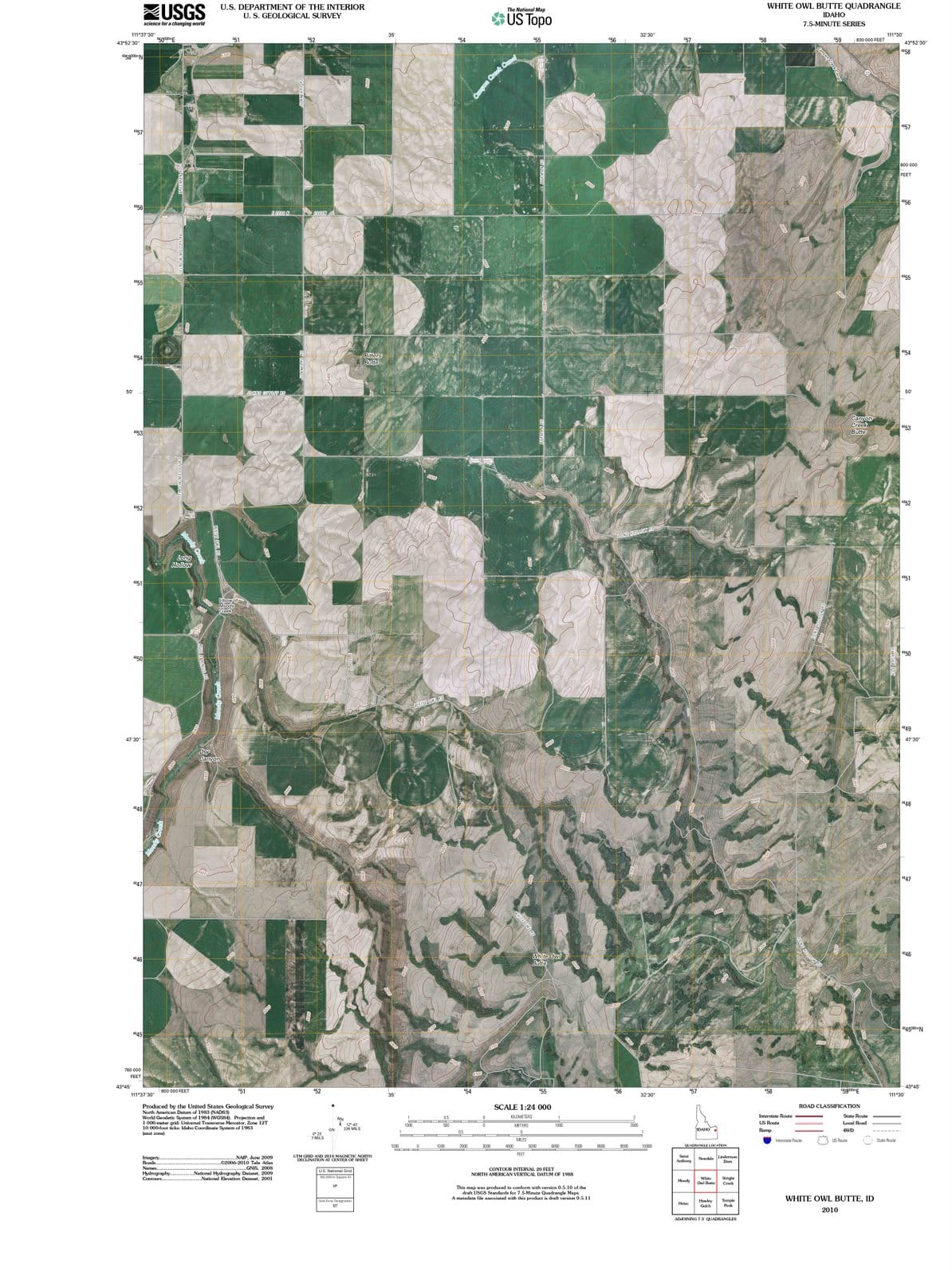 2010 White Owl Butte, ID - Idaho - USGS Topographic Map
