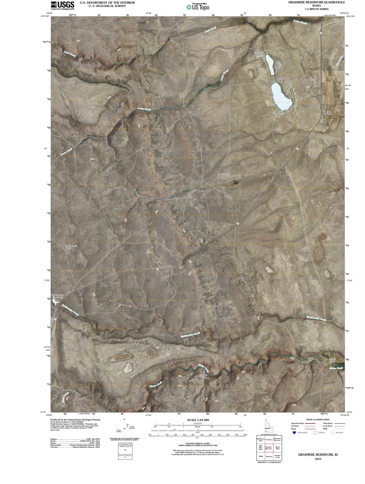 2010 Grasmere Reservoir, ID - Idaho - USGS Topographic Map
