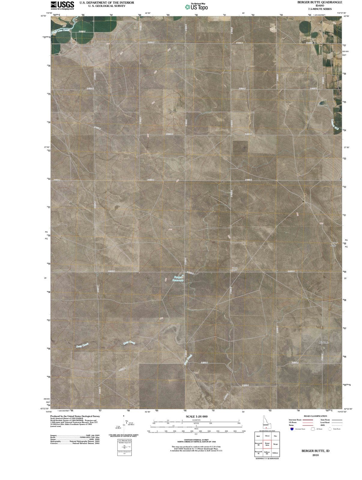 2010 Berger Butte, ID - Idaho - USGS Topographic Map