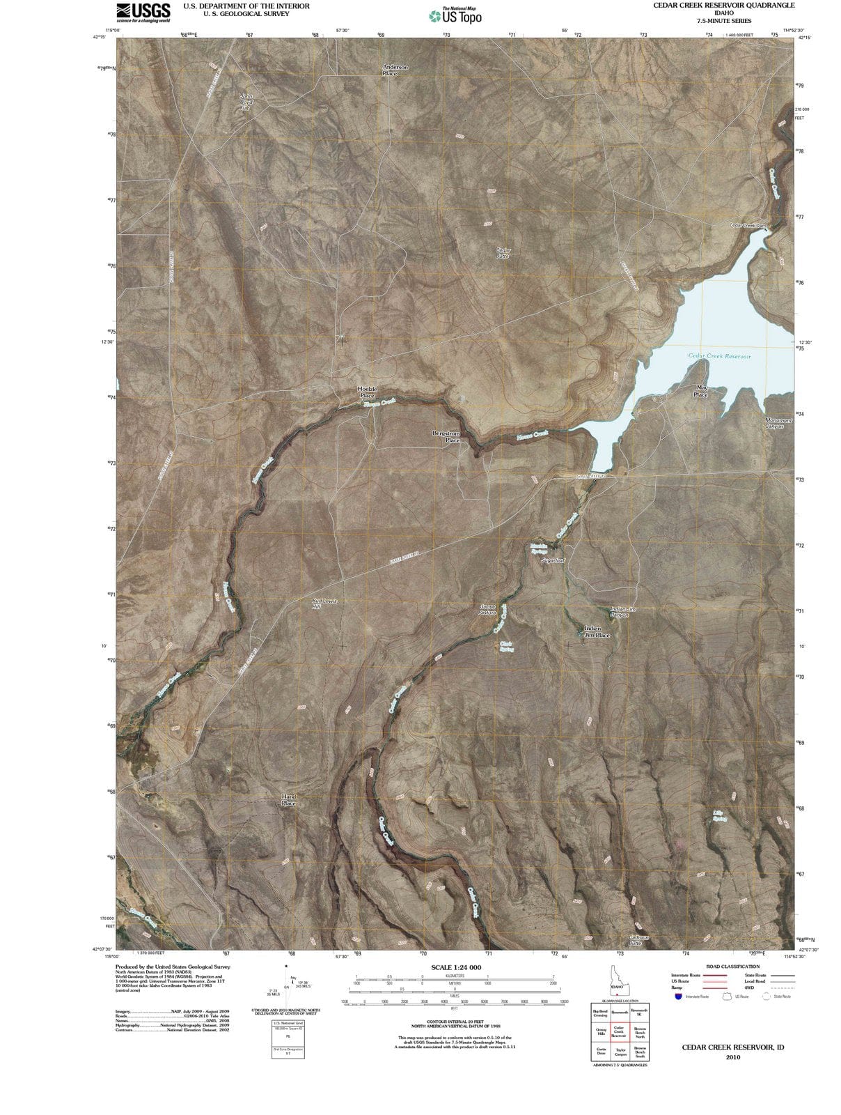 2010 Cedar Creek Reservoir, ID - Idaho - USGS Topographic Map