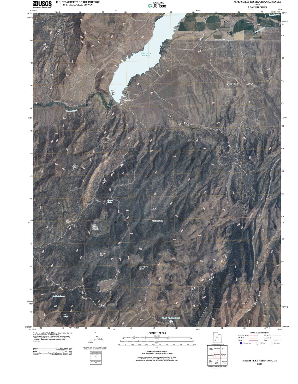 2010 Minersville Reservoir, UT - Utah - USGS Topographic Map
