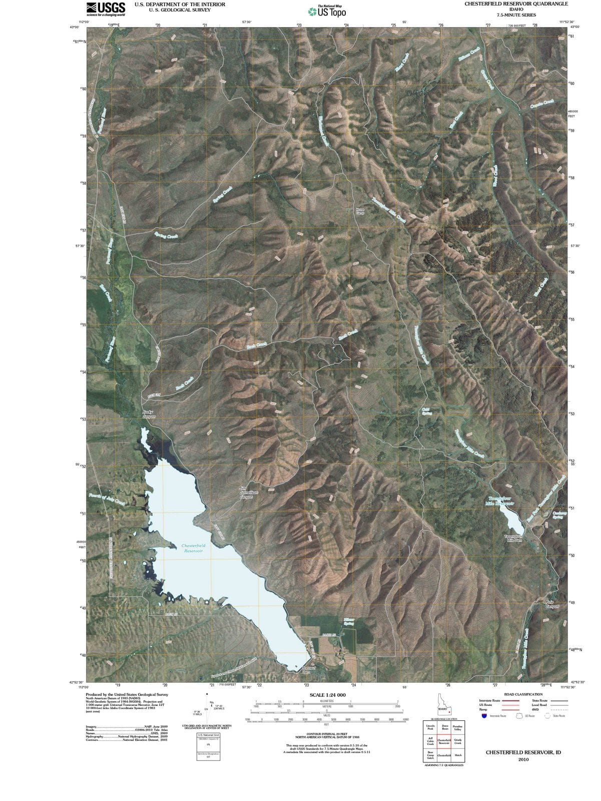 2010 Chesterfield Reservoir, ID - Idaho - USGS Topographic Map