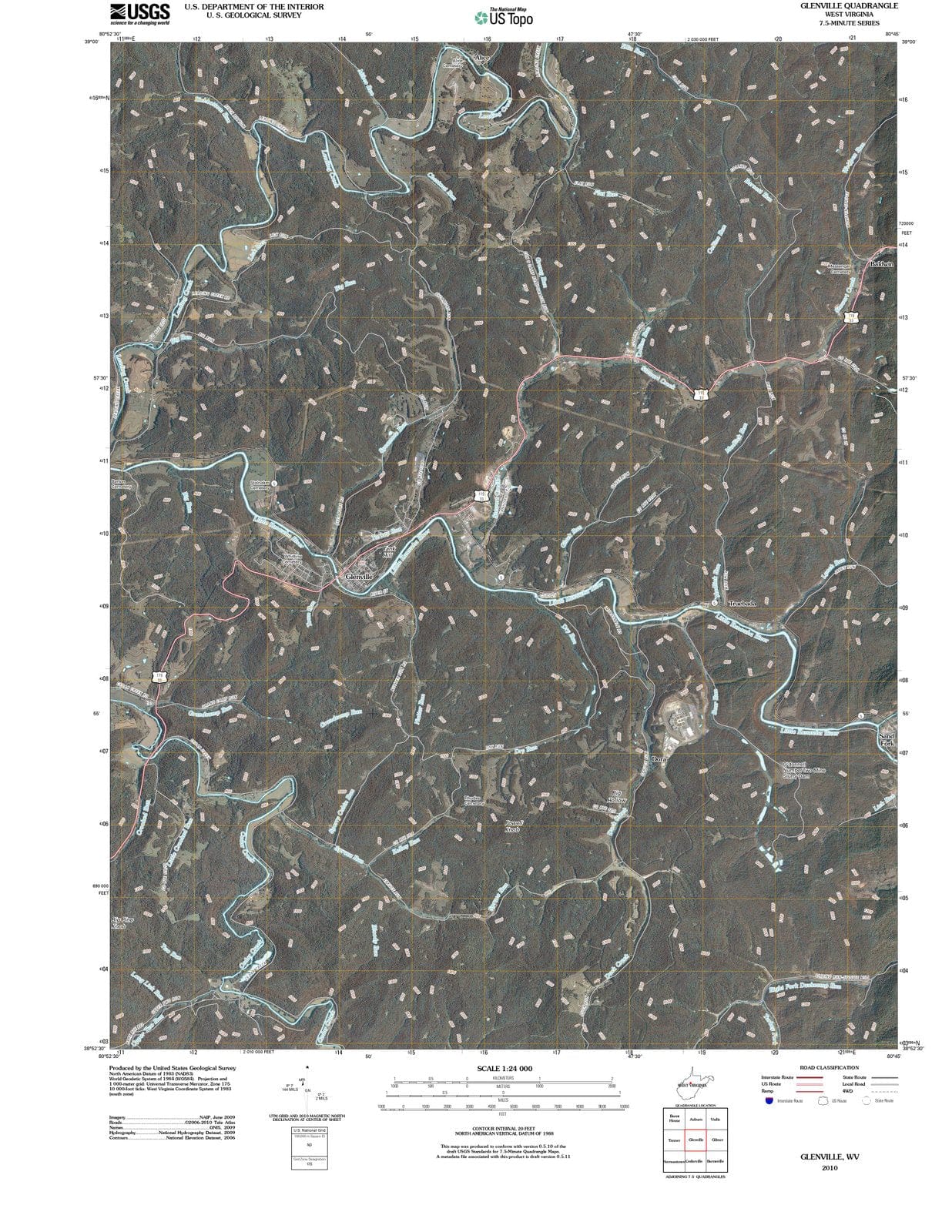 2010 Glenville, WV - West Virginia - USGS Topographic Map