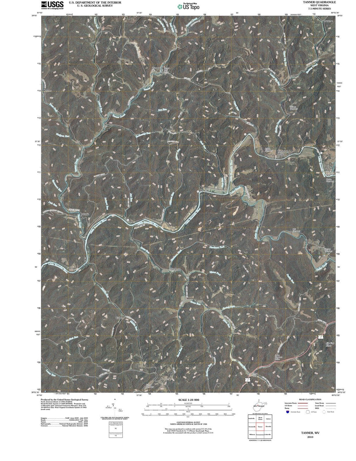 2010 Tanner, WV - West Virginia - USGS Topographic Map