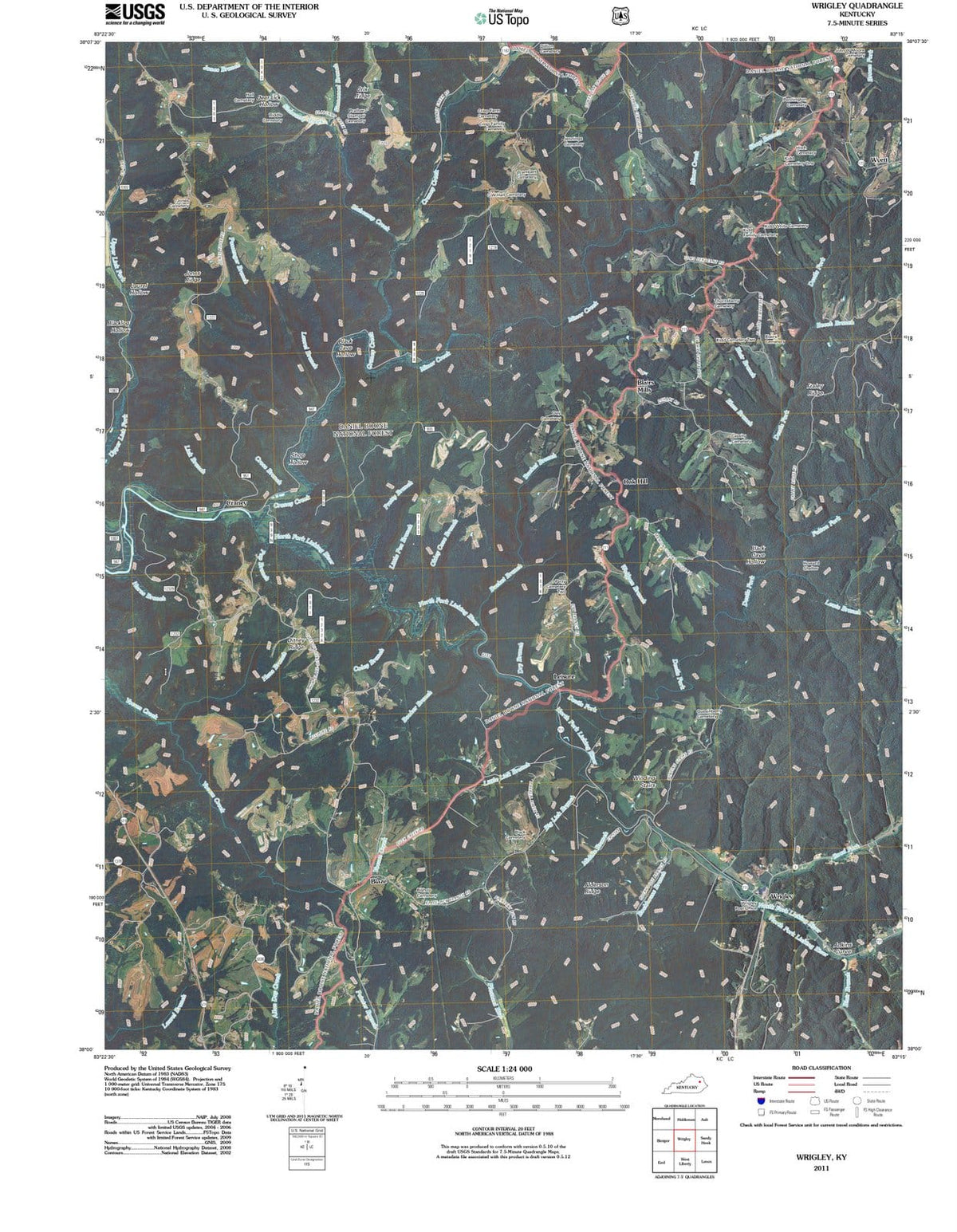 2011 Wrigley, KY - Kentucky - USGS Topographic Map
