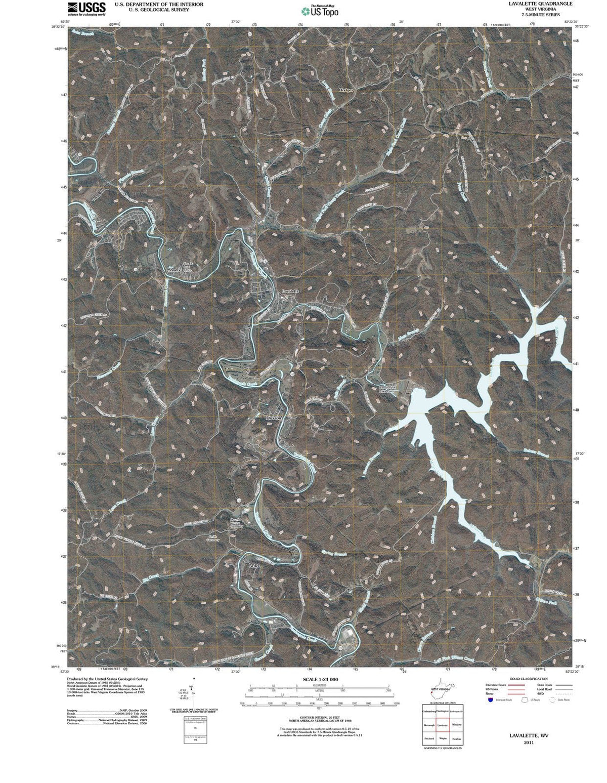 2011 Lavalette, WV - West Virginia - USGS Topographic Map