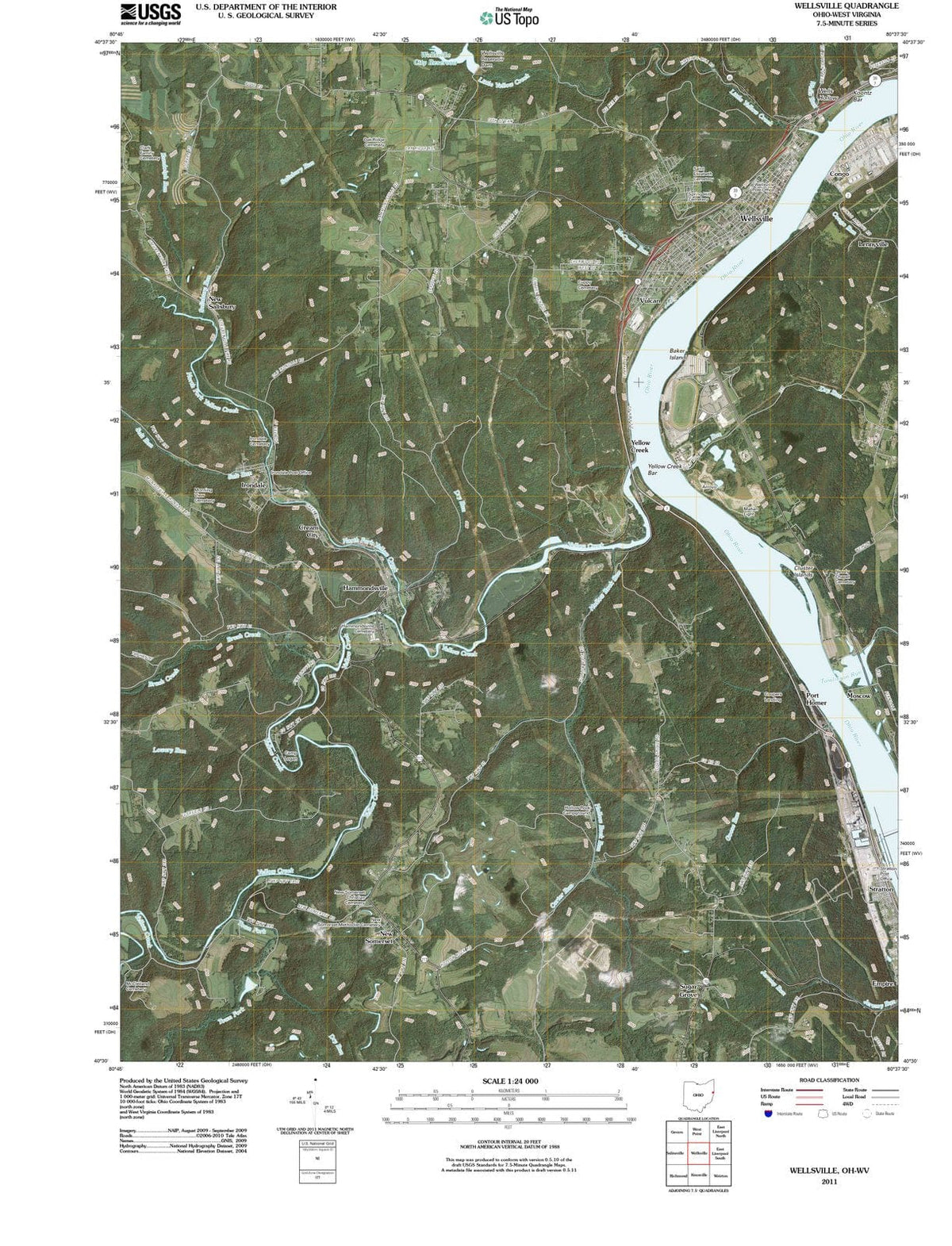 2011 Wellsville, OH - Ohio - USGS Topographic Map