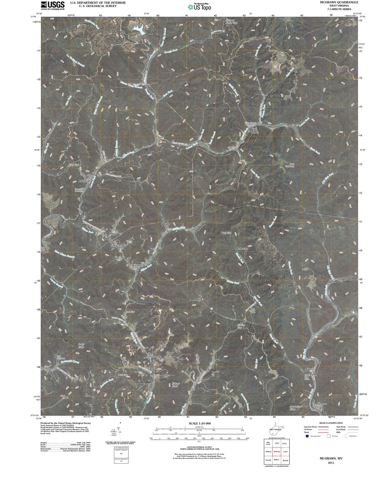 2011 McGraws, WV - West Virginia - USGS Topographic Map