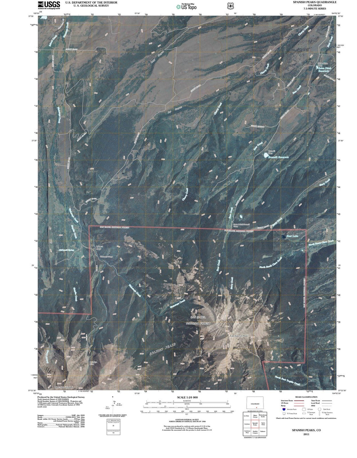 2011 Spanish Peaks, CO - Colorado - USGS Topographic Map