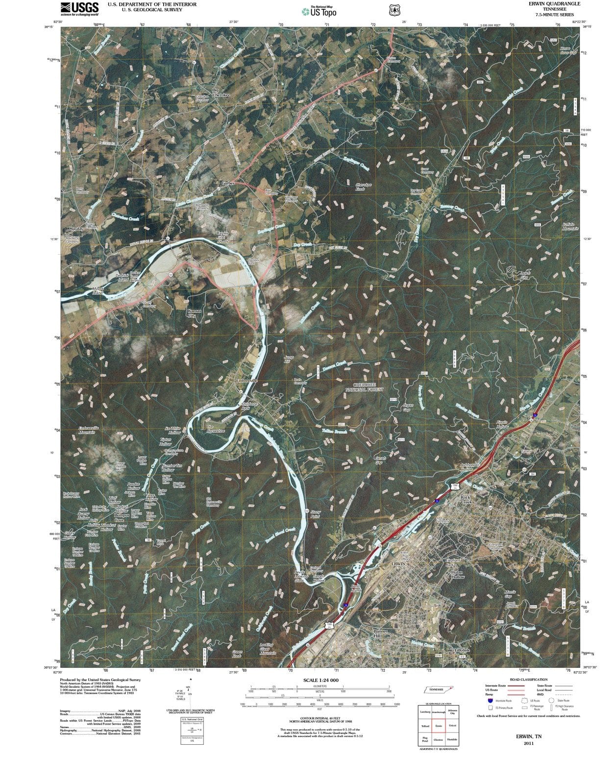 2011 Erwin, TN - Tennessee - USGS Topographic Map