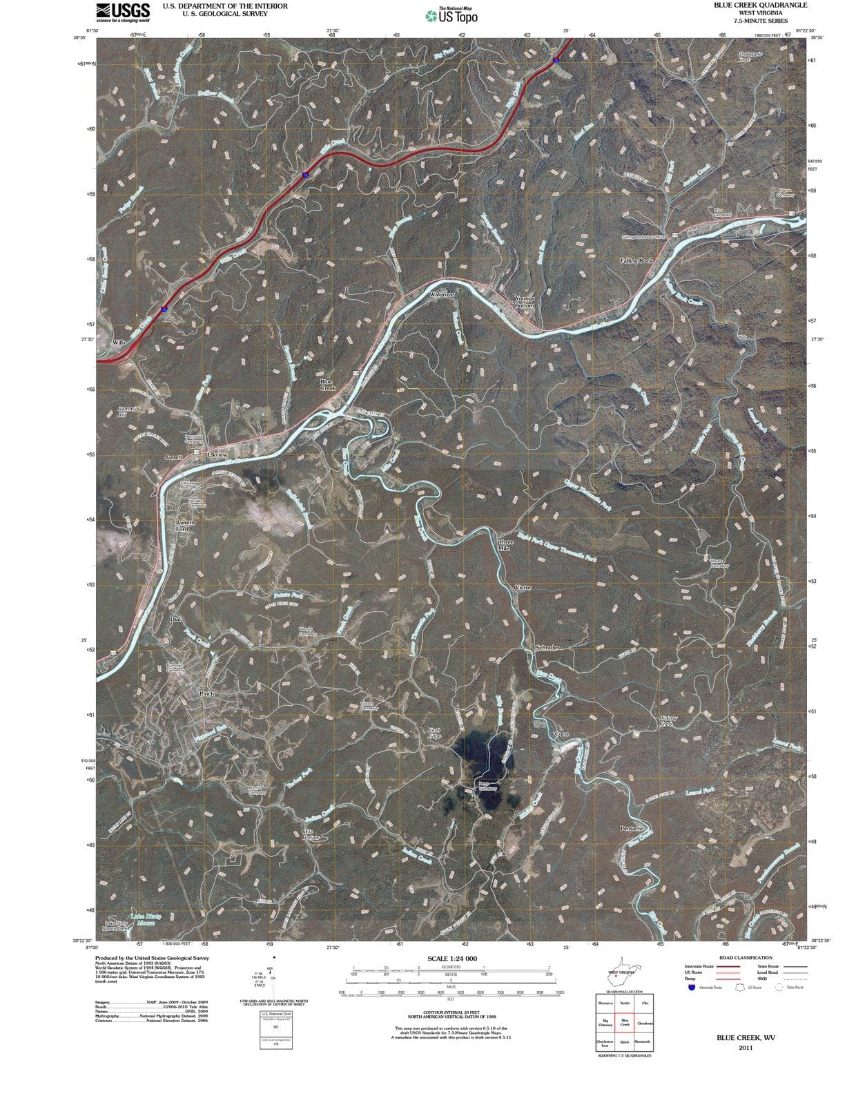 2011 Blue Creek, WV - West Virginia - USGS Topographic Map