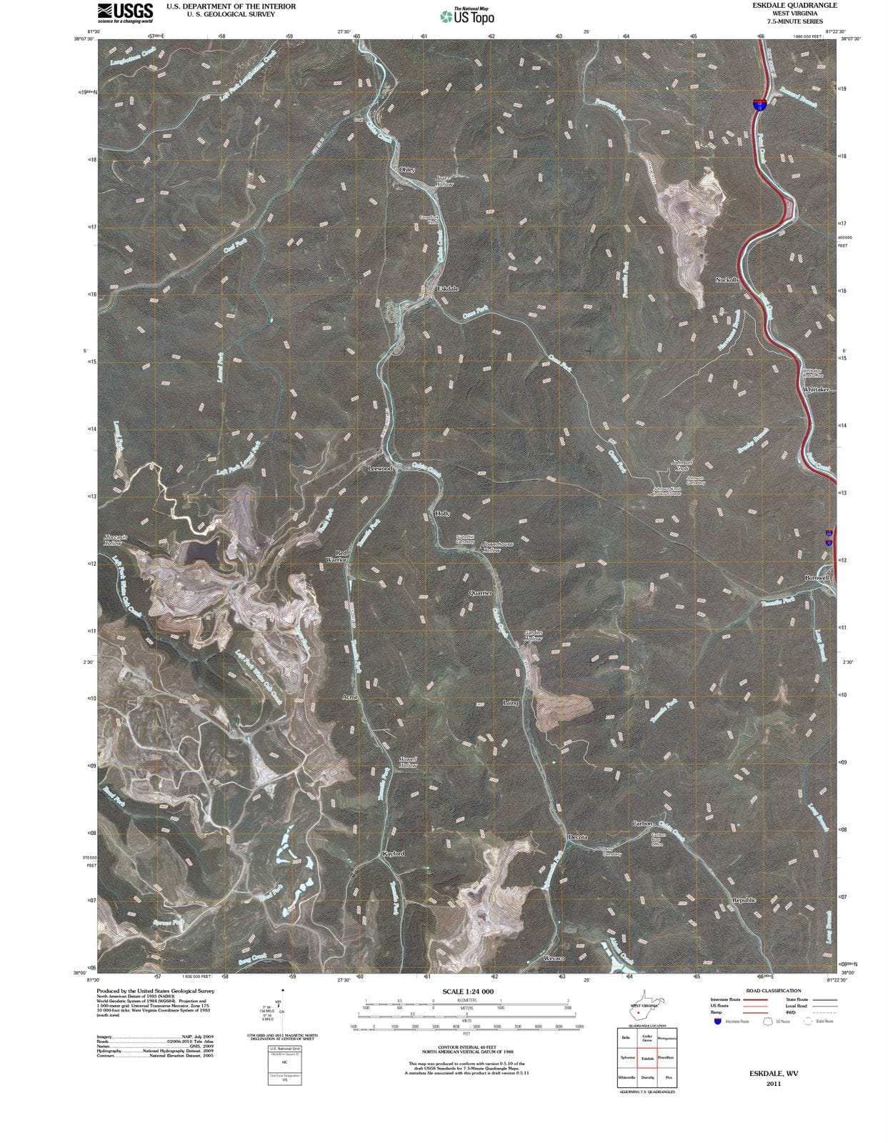 2011 Eskdale, WV - West Virginia - USGS Topographic Map