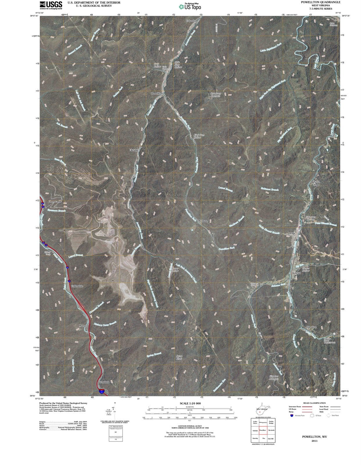 2011 Powellton, WV - West Virginia - USGS Topographic Map