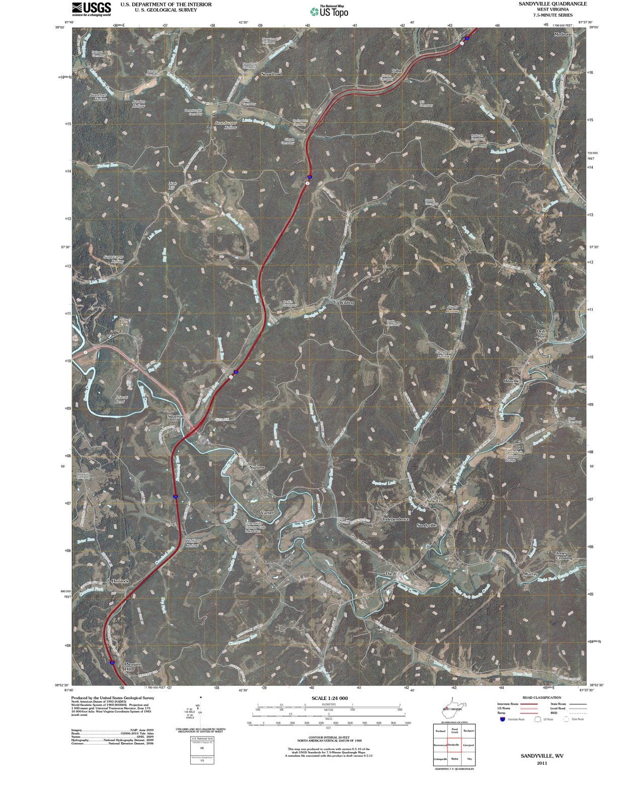 2011 Sandyville, WV - West Virginia - USGS Topographic Map