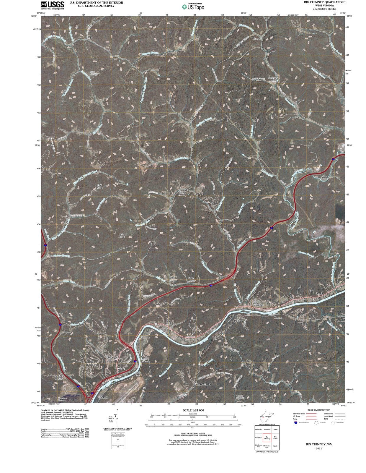 2011 Big Chimney, WV - West Virginia - USGS Topographic Map